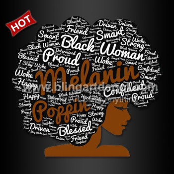 Iron On Afro Lady Melanin Poppin Heat Transfers